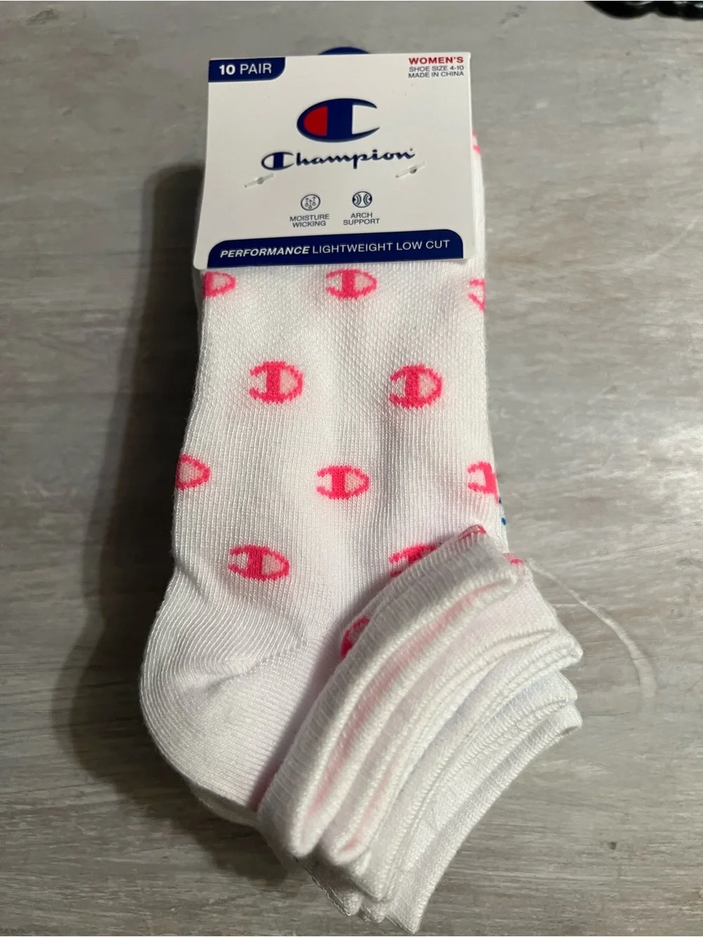 NWT Champion White Ankle Socks with mini logo multi color - 10 Pair